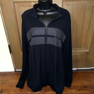 Travis Mathew Black & Gray 1/4 Zip Up Long Sleeve Pullover Rayon Blend Size XL